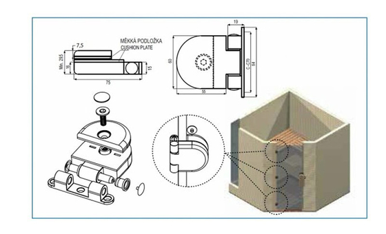 OEM Sauna Door Hinges Brown Color 180 Degree Glass Door Hinge